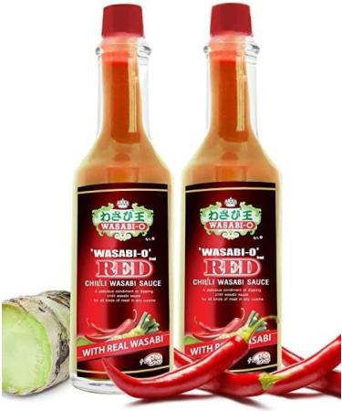WASABI-O Wasabi Red Chili Hot & Spicy Sauce - Fresh Made Japanese Sauce With Pure & Real Wasabi Gluten Free & Vegan for Steak & Sushi 55g Bottle (Medium 2Pack)