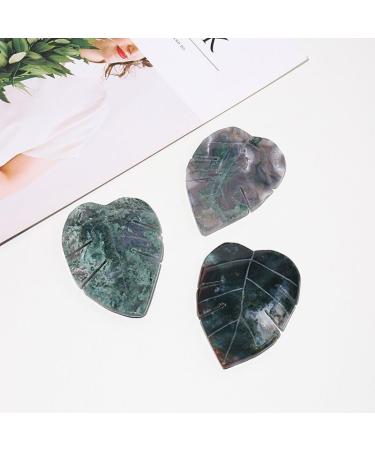 Natural Crystal Rough 1PC Natural Crystal Leaves Carving Moss Agate Family Decoration Sculpture Health Green Gem Gift DIY Pendant Gem - Buy Online on GoSupps.com