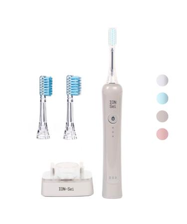 ION-Sei - Electric Toothbrush/Patented Ionic Sonic Toothbrush (up to 31 000 Brush Movements/Minutes) from Japan for Electronic & Ionic Tooth Cleaning & Gum Care - Moon Grey