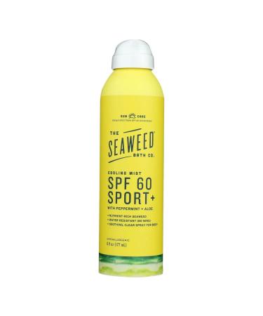 The Seaweed Bath Co. Cooling Mist SPF 60 Sport Broad Spectrum Sunscreen Spray  6 Ounce  Nutrient-Rich Seaweed  Peppermint  Aloe  Avocado Oil  Vegan  Paraben Free - Buy Online on GoSupps.com