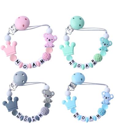 Personalized Pacifier Clip with Name Handmade Silicone Pacifier Clip Teething Soother Chew Toy Gift for Boys Girls - Buy Online on GoSupps.com