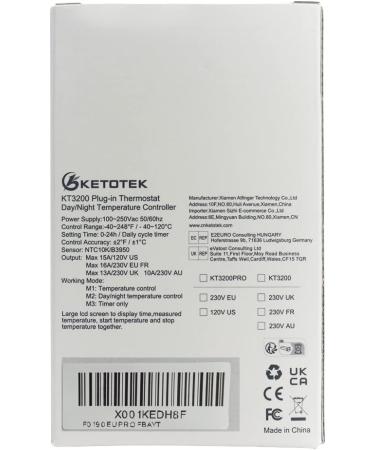 Buy Ketotek Digital Thermostat Socket - Day & Night Temperature Controller for Greenhouses Reptiles and Fridges (100-250V) - Buy Online on GoSupps.com