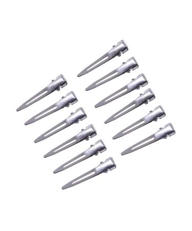 50pcs 1.75 Inches Single Prong Curl Clips Silver Hair Clips Metal Alligator Hair Pins Clips for Hair Extensions
