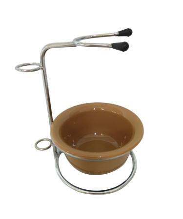 Wet Shaving Kits Shaving Brush Stand with Bowl Space Saving Portable Male Facial Cleaning Tools for Hotel Bathroom Travel brown