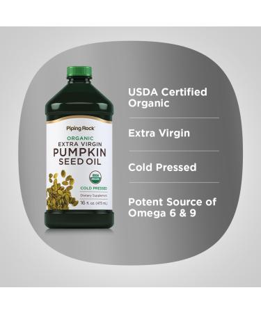 Buy Piping Rock Organic Pumpkin Seed Oil 16oz - Cold Pressed Extra Virgin Non-GMO & Gluten Free - International Shipping Available - Buy Online on GoSupps.com