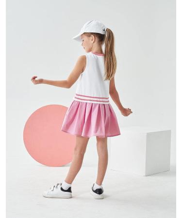 JACK SMITH Youth Girls Tennis Dress Golf Sleeveless Outfit School Sports  Dress with Shorts Pockets Pink 8 Years