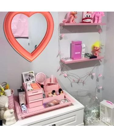 BinaryABC Heart Makeup Mirror - Wall/Desktop Cosmetic Mirror for Bedroom - Valentines Day Gift (Pink) - Buy Online on GoSupps.com