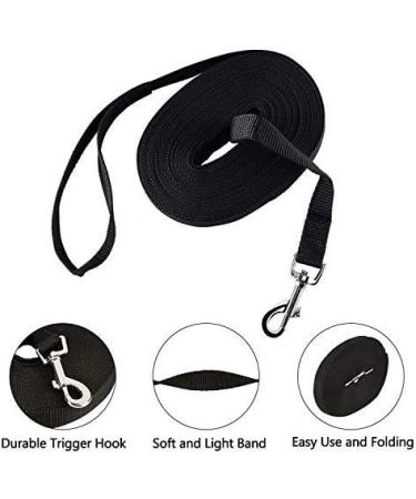 15m Black Track Line for Dogs - Durable Nylon Leash with D-Carabiner & Grip Cushion - Weatherproof Training Line for All Dog Sizes - Buy Online on GoSupps.com