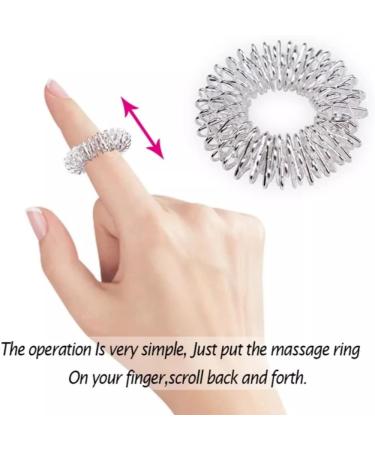 2-Piece Stainless Steel Massage Ring Set - Acupressure Finger Rings to Boost Blood Circulation - Silver - Buy Online on GoSupps.com