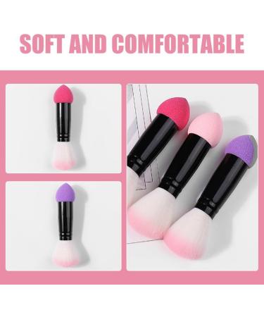 FOMIYES 2 in 1 Makeup Brush Dual-Ended Cosmetic Brush with Sponge Puff and Loose Powder Brush for Foundation Concealer Eyeshadow Blush - Buy Online on GoSupps.com