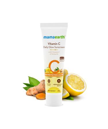 Mamaearth Vitamin C Daily Glow Sunscreen | SPF 50 & PA+++ | No White Cast Reduces Tanning | Long Lasting Sun Protection | 0.71 Oz (20g) - Buy Online - Buy Online on GoSupps.com