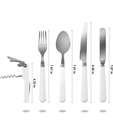 Camping Kitchen Silverware Set - 12pcs Stainless Steel Cutlery Organizer for 2 Person Dinnerware - Utensils with Plate, Spoon, Knife, Fork, Wine Opener, Napkin - Black - Buy Online on GoSupps.com