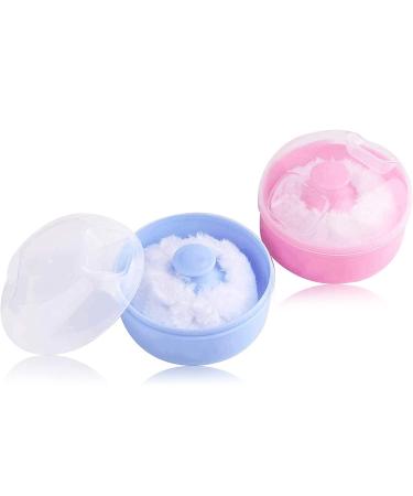 Baby Powder Puffs Cosmetic Powder Puffs Kit with Containers Blue and Pink 2 Pack - Buy Online on GoSupps.com