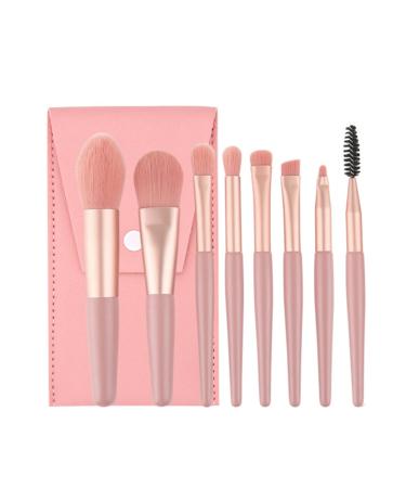 REQAG Set of 8 Makeup Brushes High-end Brushes Mini Portable Makeup Brush with PU Leather Bag Set Suitable for Blush and Eye Concealer Foundation