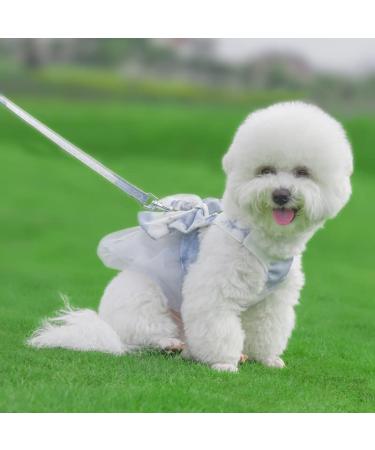 Dog Harness Dress with Leash Set Princess Dog Tutu Skirt for Small Dogs Girl Cute Bow Puppy Dresses Pet Clothes Doggie Outfits Apparel (XS Grey) XS Grey - Buy Online on GoSupps.com