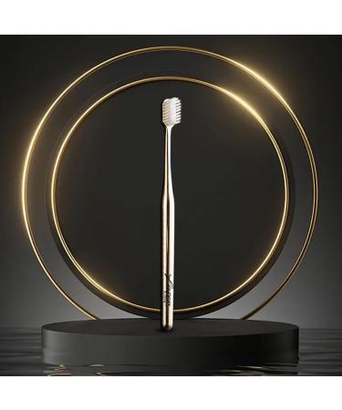 Luxury Soft Bristle Toothbrush - Sensitive Gum Toothbrush with Ergonomic Electroplated Handle - Travel Toothbrush for Kids/Adults - Healthy Gums Teeth Care Toothbrush (Gold)