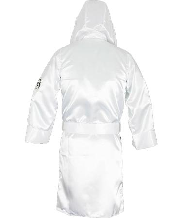 Cleto Reyes Satin Boxing Robe with Hood - Large - White | Premium Boxing Apparel - Buy Online on GoSupps.com