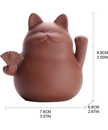 Handmade Chinese Zisha Tea Pet Maneki Neko - Lucky Wealth Cat for Kung Fu Tea Tray Accessories - Multi-Colored Purple Clay - Buy Online on GoSupps.com