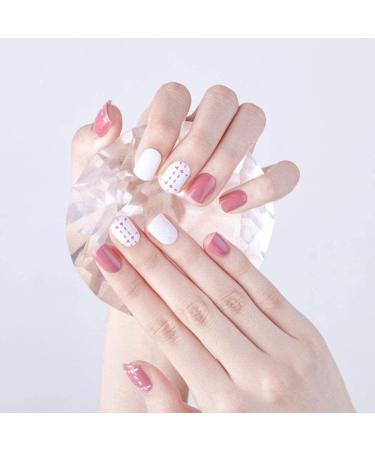 HUIL Artificial Nails Fake Nails Manicure Patch with Dotted Grid Artificial Nails
