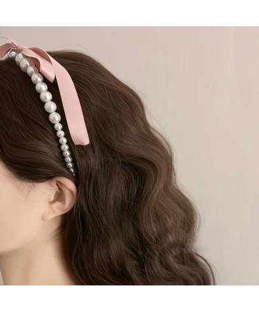 hgnxa Pearls Bowknot Headbands for Woman Girl Ribbon Hairband for Skincare Makeup Delicate Hairband for Girl Taking Photo Blue - Buy Online on GoSupps.com