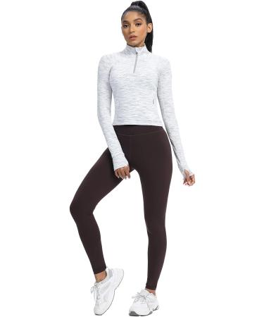 AVGO Women's Half Zip Long Sleeve Workout Shirt - Small White Space Dye - Buy Online on GoSupps.com