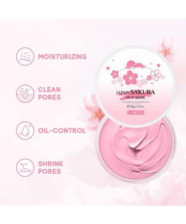 AKARY Sakura Clay Facial Mud Mask - Deep Cleansing Pore Minimizer Oil Control & Acne Reduction - Natural Skin Care for Youthful Skin - Buy Online on GoSupps.com