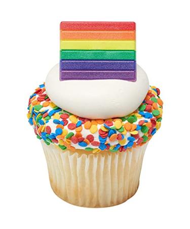 24 Rainbow Pride Cupcake Rings Toppers