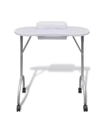 Foldable Manicure Table | Professional Portable Nail Station 90x37x68 cm | MDF & Steel with Wrist Cover Lockable Rolls Removable Drawer & Carry Bag - White - Buy Online on GoSupps.com