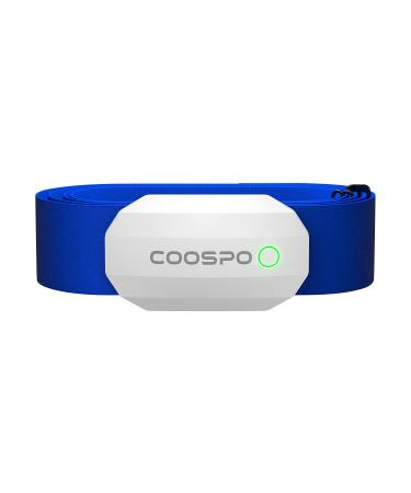 COOSPO Bluetooth Heart Rate Monitor Chest Strap, ANT+ BLE HR Monitor Chest, HRM IP67 Waterproof, Use for Running Cycling Gym and Other Sports CooSpo Heart rate monitor h808s White-blue
