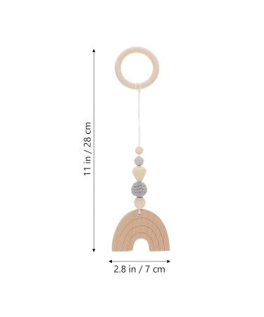 Woodsy Decor 4Pcs Hanging Baby Gym Wood Toys Set - Wooden Baby Play Gym Activity Pendant Rattles, Teething Soothers, Sensory Toys - Nursery Grey & Beige Theme - Buy Online on GoSupps.com