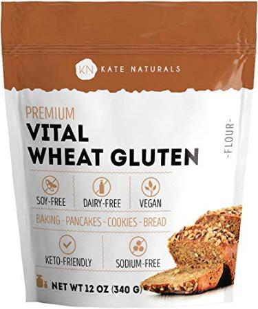 Vital Wheat Gluten for Bread Making Baking  Seitan (12oz) - Kate Naturals. Natural Powder for Bread Machine. Non-GMO High Protein Flour Low Carb Bread for Vegan Gluten  Keto