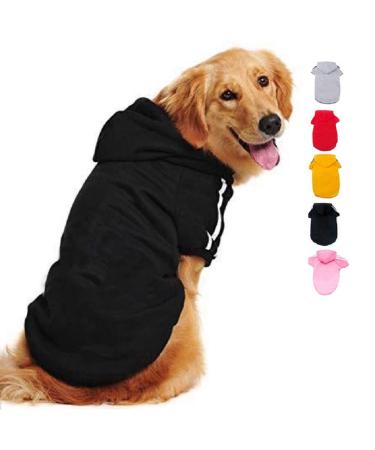 Ducomi hood dogs sweatshirt made of 100% cotton - small dog sweater - clothes for dogs of all breeds and sizes - warm sweater monochrome coat from XS to 9xl (black l) L black