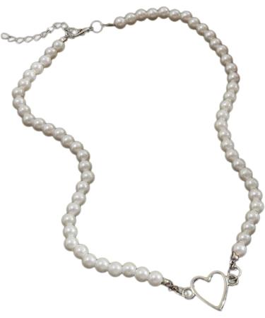 Oralgos Elegant Heart Necklace - Delicate Love & Pearl Charm Jewelry for Every Occasion - Fashionable Silver Necklace - Buy Online on GoSupps.com
