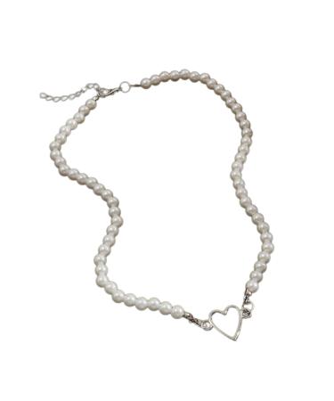 Oralgos Elegant heart necklace delicate love necklace pearl necklace fashionable charm necklace suitable for different occasions silver