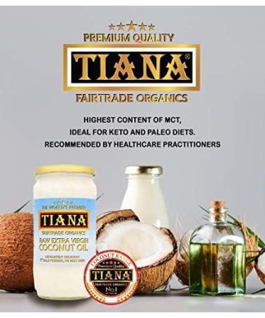 TIANA Fairtrade Organics Raw Extra Virgin Coconut Oil Voted UK no.1 for Skin Hair and Cooking 750ml Pack of 2 - Buy Online on GoSupps.com
