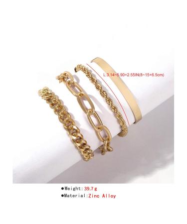 Chargances Gold Chunky Flat Cable Chain Bracelets Set - Layered Paper Clip Bangle Fashion Jewelry for Women Girls Gift - Buy Online on GoSupps.com