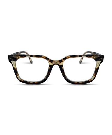 Blue Light Blocking Reading Glasses Anti Eyestrain Fashion Readers Vintage Spring Hinges Eyeglasses for Women Men Tortoise Brown/Square 3 x
