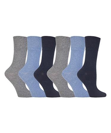 Gentle Grip - 6 Pack of Ladies Diabetic Socks -5-9 us (Light Blue)