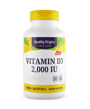 Healthy Origins, Vitamin D3 50mcg (2,000 IU), Deposit, 1 Capsule Every 2 Days, 240 Soft Capsules, High Dosed, Soy Free, Gluten Free, Non-GMO