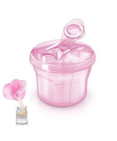 Zeagro 1 x Non-Spill Rotating Milk Powder Formula Dispenser Portable Outdoor Food Container 3 Compartments Storage Feeding Infant Newborn Snack Box-Pink