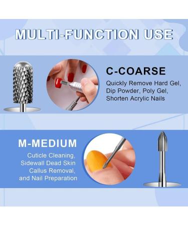 Nail Drill Bits Set - Tungsten Carbide Cuticle Clean & Smooth Barrel Head Coarse Bits for Acrylic, Gel Polish, Natural Nails - 2Pcs 3/32 Snake Head Coarse - Buy Online on GoSupps.com