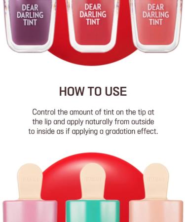 Etude House Dear Darling Water Gel Tint Ice Cream PK004 Red Bean Red - Vivid High-Color Lip Tint with Minerals for Moisturized Lips (21AD) - Buy Online on GoSupps.com