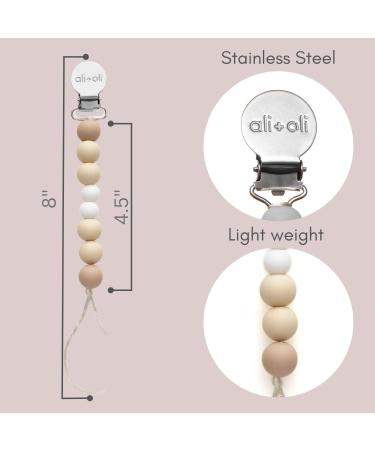 Ali+Oli Silicone Pacifier Clip for Baby (Natural) - 100% Food-Grade BPA Free Infant Binky Holder for Boys and Girls - Buy Online on GoSupps.com