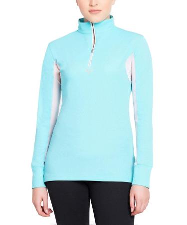TuffRider Women's Ventilated Technical Long Sleeve Sport Shirt with Mesh X-Small Aqua