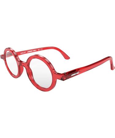 LONDON MOLE Round Reading Glasses in Transparent Red 2.0x - Stylish Men's Women's Unisex Cool Readers with Spring Hinges - Buy Online on GoSupps.com