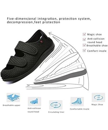 ZJING Diabetic Recovery Slippers for Men - Orthopedic Wide Width Walking Shoes for Arthritis & Swollen Feet - Black, Size 9 - Buy Online on GoSupps.com