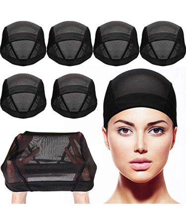 Black Mesh Wig Caps Stretchable Hairnets 6Pcs Mesh Cap Wig Caps for Making Wig Stretchy Wig Caps Stretchable Nylon Net Mesh Dome Caps Stocking Wig Cap Stretchy Nylon Wig Caps Nylon Close End Wig Caps