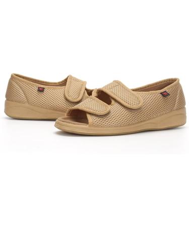 VEACAM Women's Diabetic Shoes Wide Width Adjustable Closure Open Toe Swollen Feet Walking Edema Sneakers 6.5 Beige - Buy Online on GoSupps.com