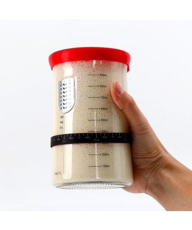 surebuy Sourdough Starter Jar Kit Lid Set 34oz Wide Mouth Silicone Scraper Cloth Cover Thermometer Design Measuring Spoon For Sourdough Baking Flour jar All Flours Red (1 Kit) - Buy Online on GoSupps.com