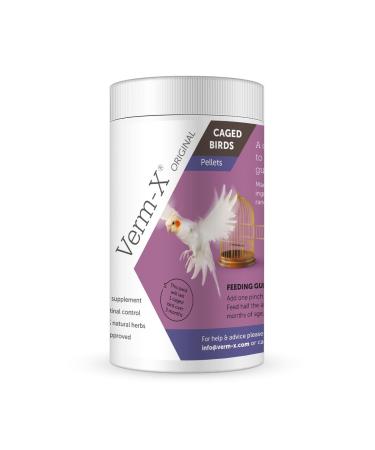 Verm-X Original All Natural Pellets for Caged Birds. SupportsIntestinal Hygiene. Vet Approved.Restores and Maintains Gut Vitality. Wormwood Free Recipe. clear